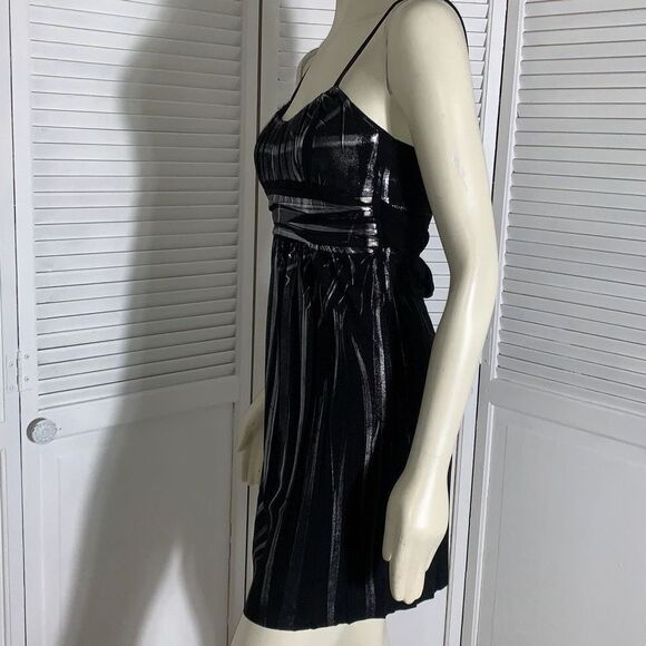 Vintage 90’s Y2K Black Empire Waist Metallic Party Dress Size Small - Picture 11 of 16